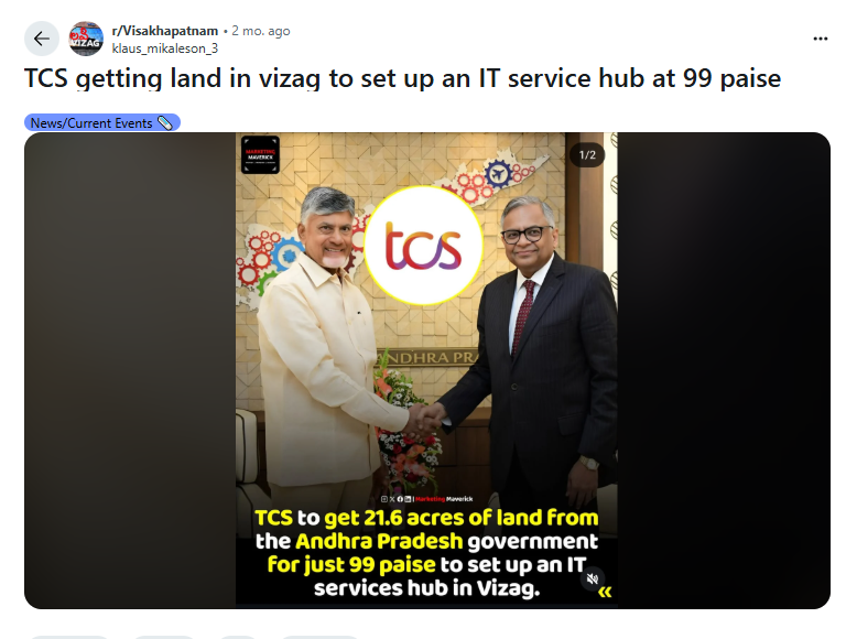 Andhra Pradesh’s 99 Paise Deal: How Cognizant Secured Land for Less Than a Rupee