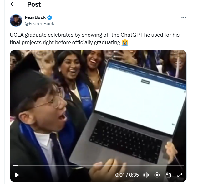 UCLA Student Brags About Using ChatGPT to Graduate, Internet Says ‘That’s Scary’