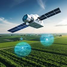 AI-powered satellite farming system guiding tractor in Swedish field with precision input mapping